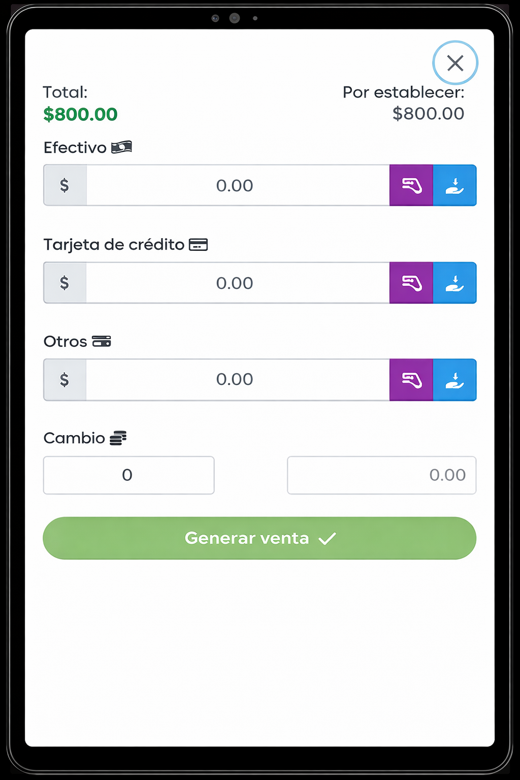 Interfaz de Pymest en celular